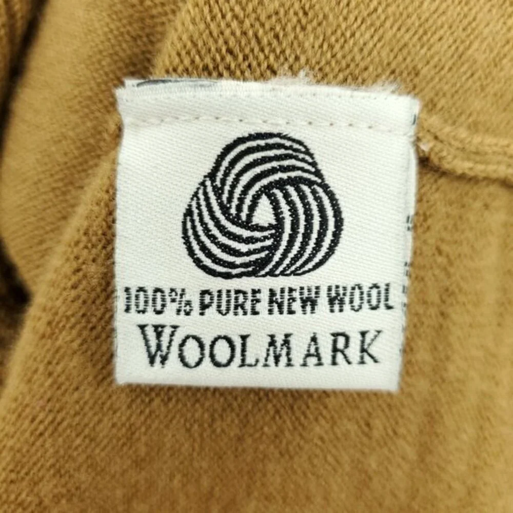 Pendleton 100% Wool Rib-Panel Turtleneck Sweater XL Tan/Camel